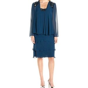 SL Fashions 2PC Sequined Tiered Chiffon Dress Set